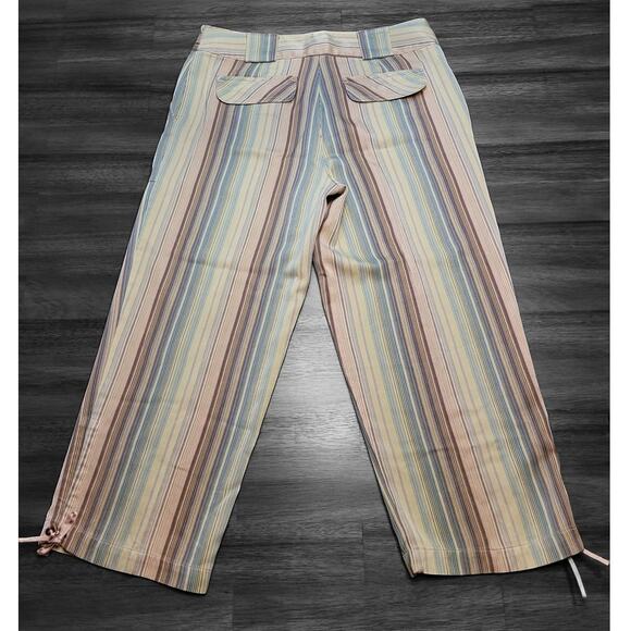 Tommy Bahama Stripe Silk Wide-Leg Capri Pants – Size 4 – Green/Brown – EUC - Picture 2 of 14